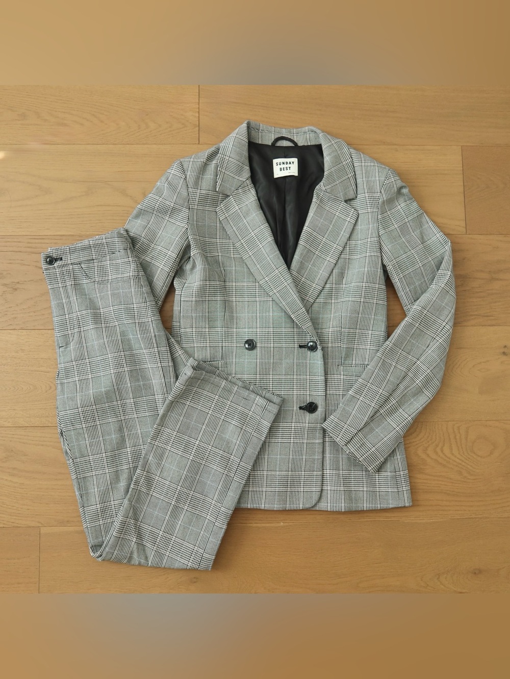 Sunday Best Gray Plaid Double-Breasted Suit Set